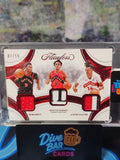RJ Barrett Ja'Kobe Walter Scottie Barnes 2024 Panini Flawless Triple Patches Ruby SN15 Raptors Card