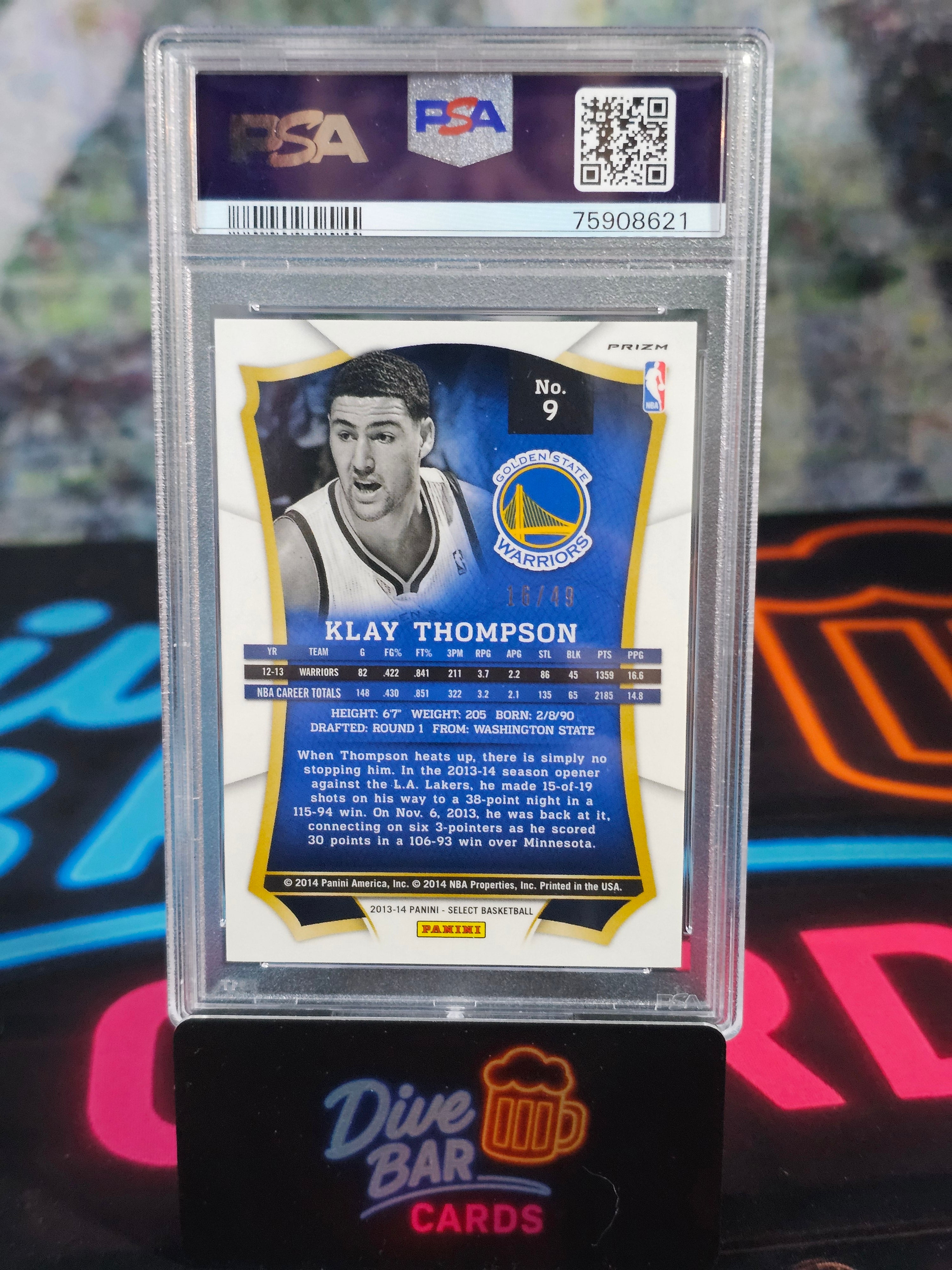 KLAY THOMPSON 2013 PSA 9 ROOKIE CARD - GOLDEN STATE WARRIORS COLLECTIBLE