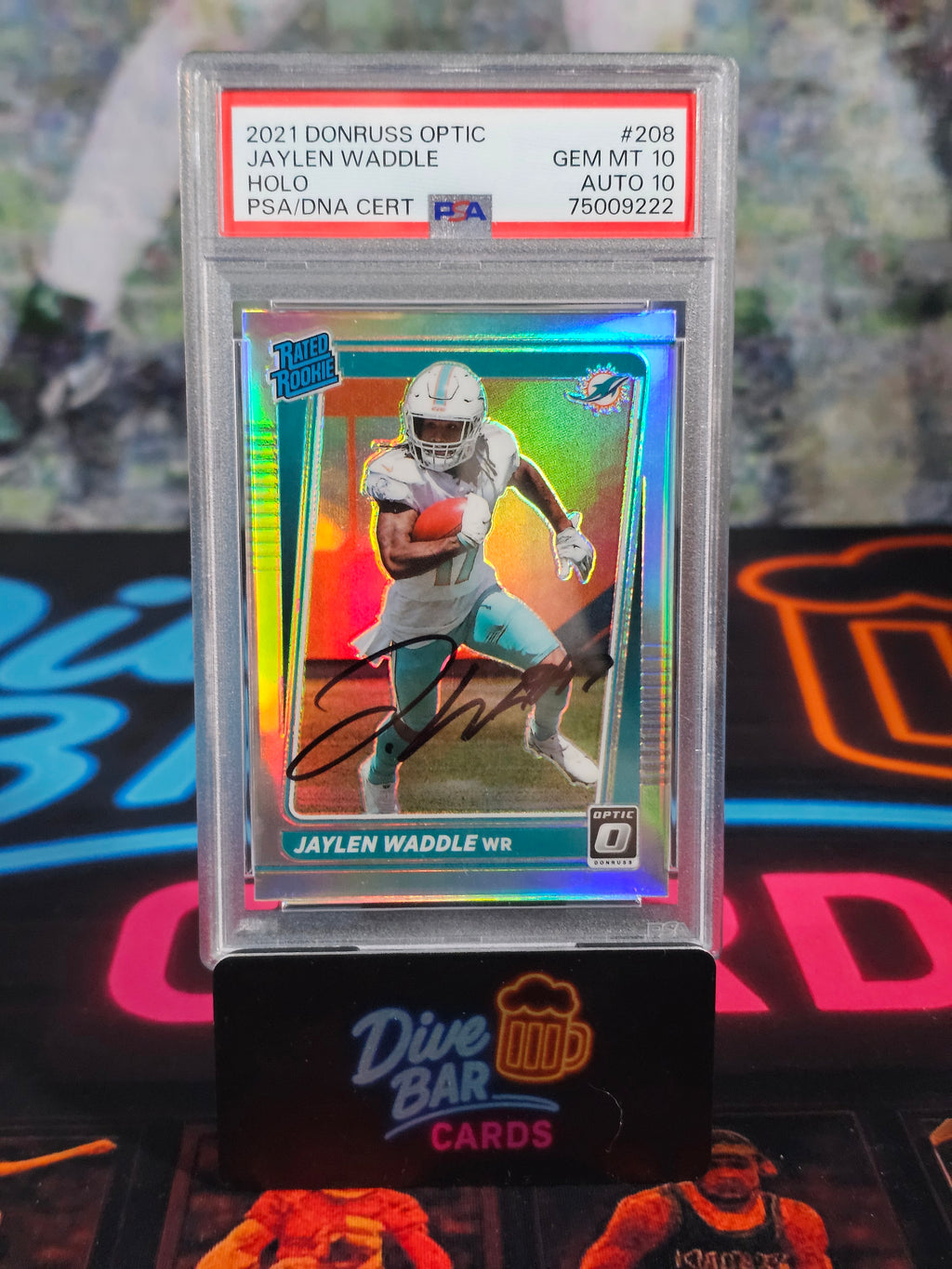 Jaylen Waddle 2021 Autographed Rookie Card - Gem Mint Pop 1 Signed Dolphins Card