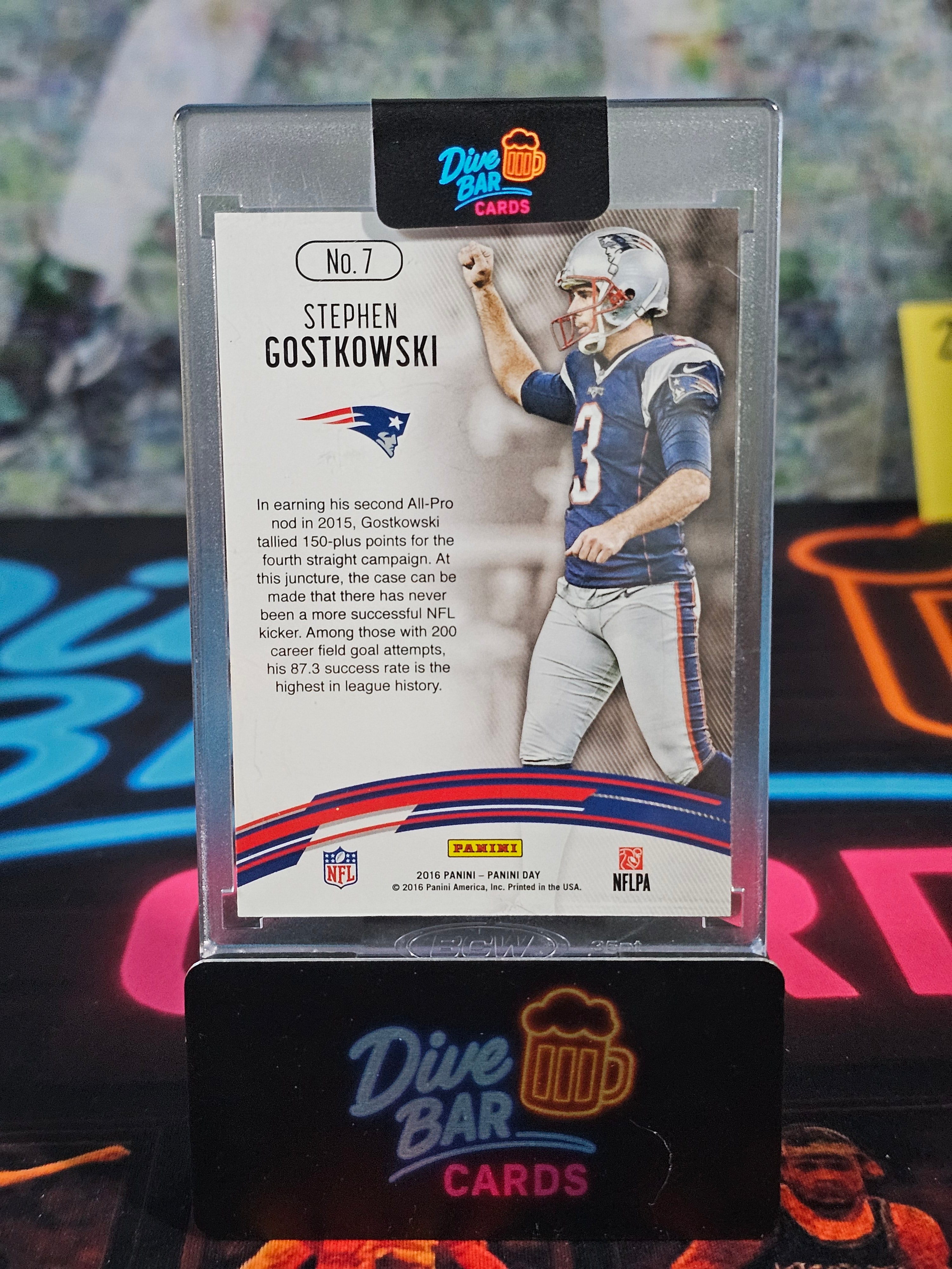 Stephen Gostkowski 2016 Panini Patriots Football Card - Raw Condition