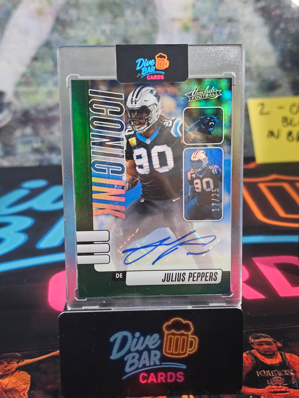 Julius Peppers 2024 Panini Absolute Iconic Ink Green AU SN25 Raw Card