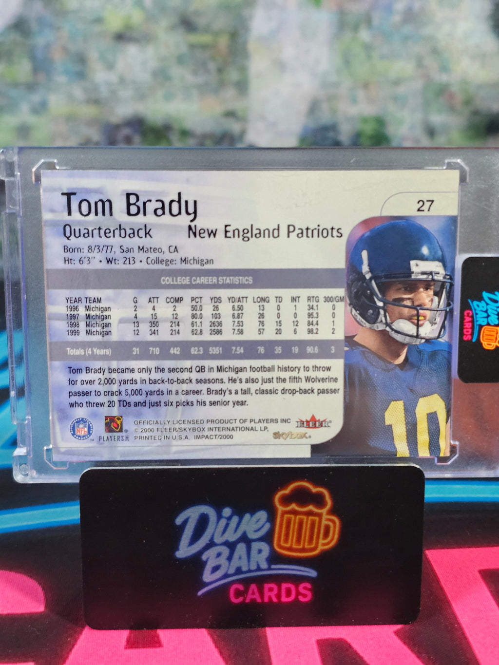 2000 Impact Tom Brady New England Patriots Rookie Card Raw Condition