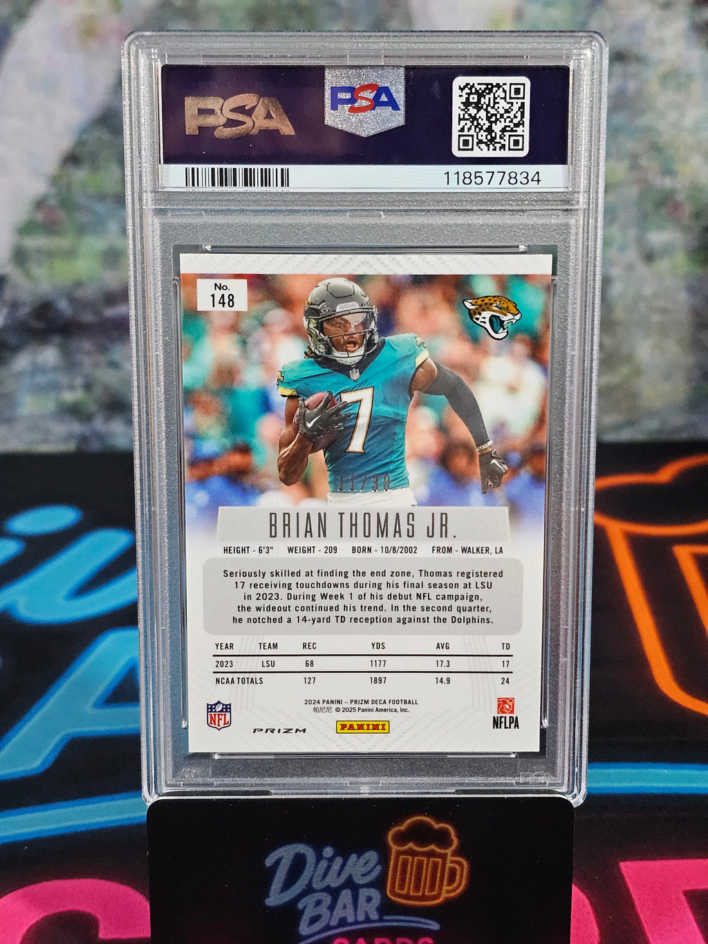 2024 Panini Prizm Deca Mojo Prizms Brian Thomas Jr. PSA 10 Rookie Card