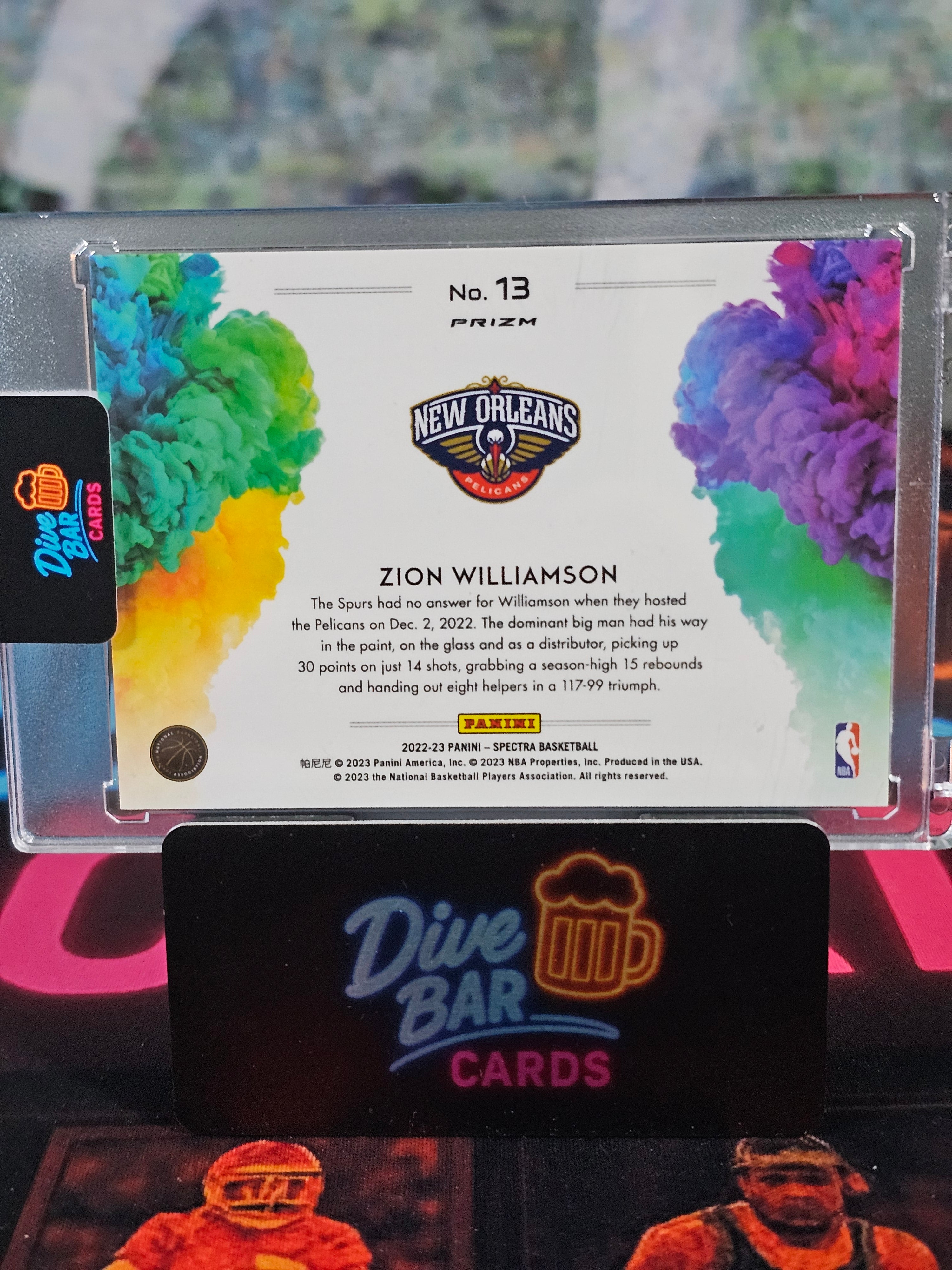 2022-23 Panini Spectra Color Blast Zion Williamson #1 SP Raw Card