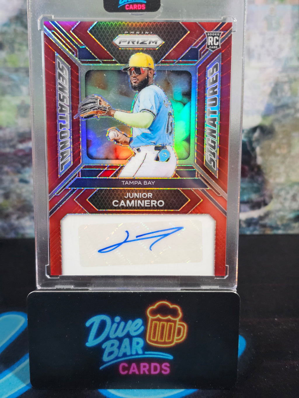 2024 Panini Prizm Sensational Signatures Red Prizm Junior Caminero Rookie Card