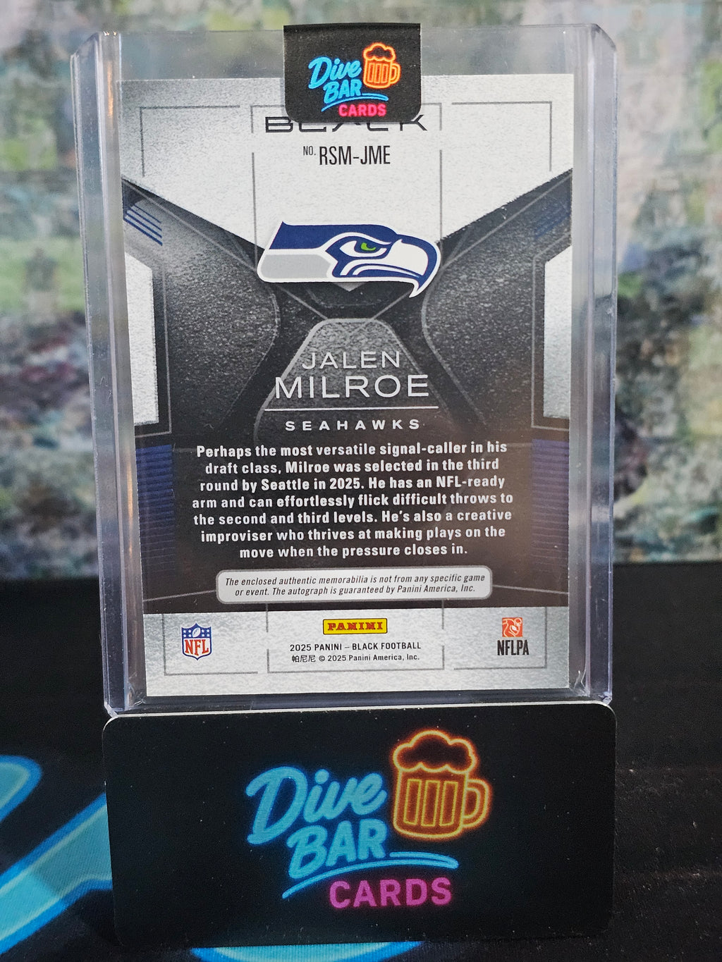 2025 Panini Black Jalen Milroe Rookie Signature Materials Citrine Card - Seahawks Autograph