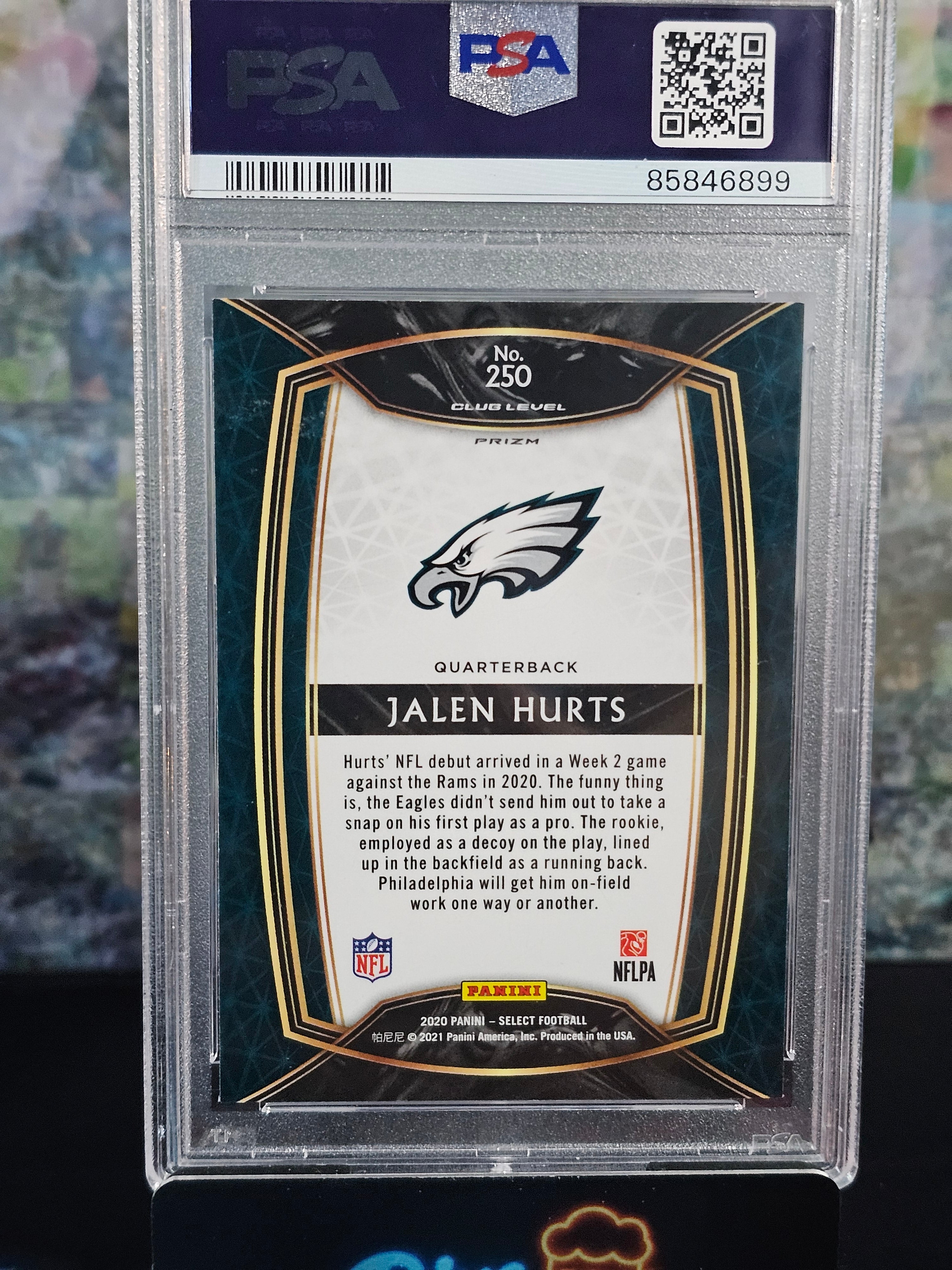 2020 Panini Select Silver Prizm Jalen Hurts PSA 8 Graded Card