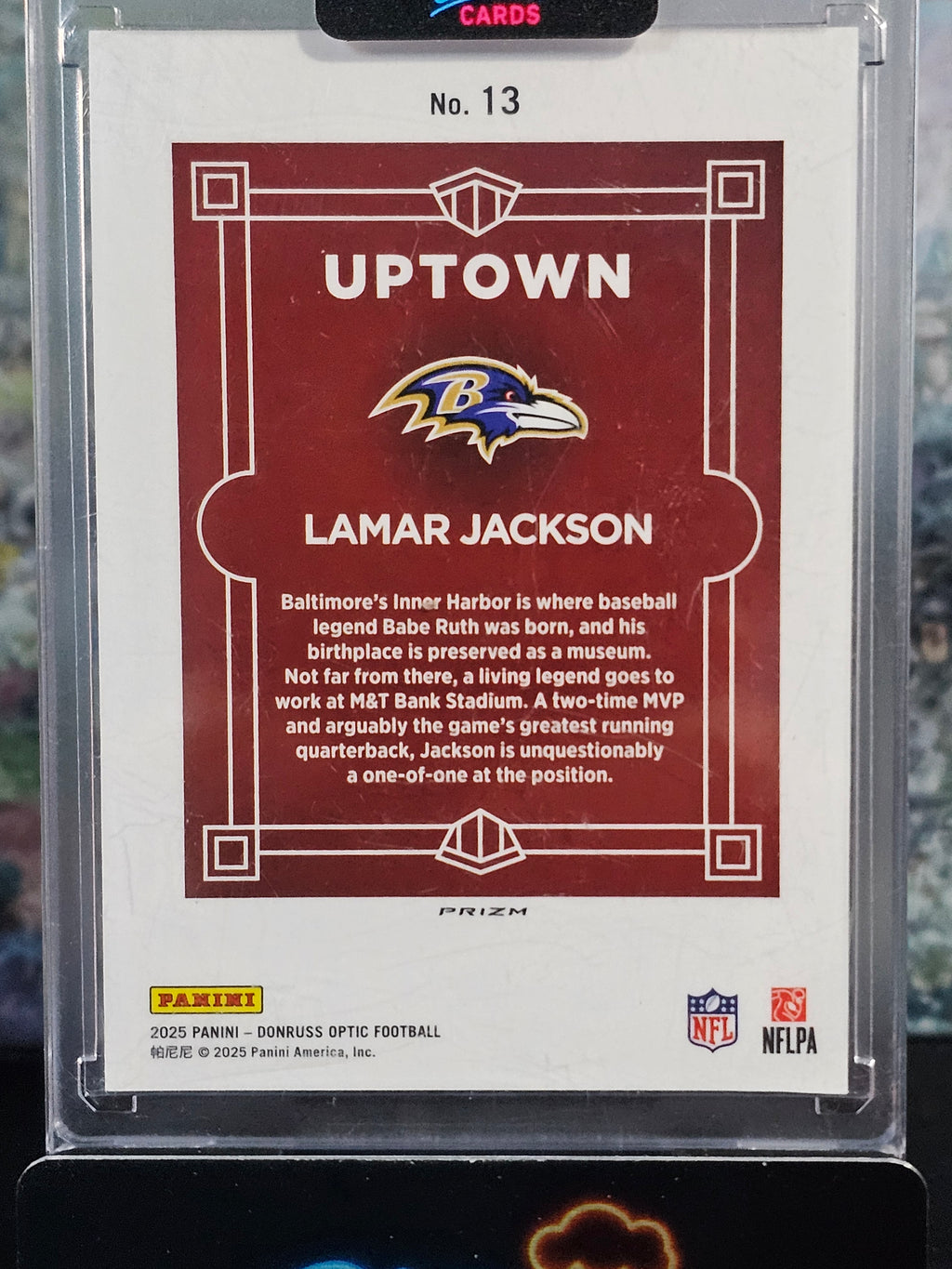 Lamar Jackson 2025 Donruss Optic Uptown RAW Card - Baltimore Ravens