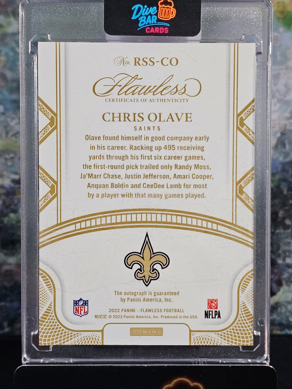 Chris Olave 2023 Panini Flawless Rookie Shadow Signatures AU SN20 RAW