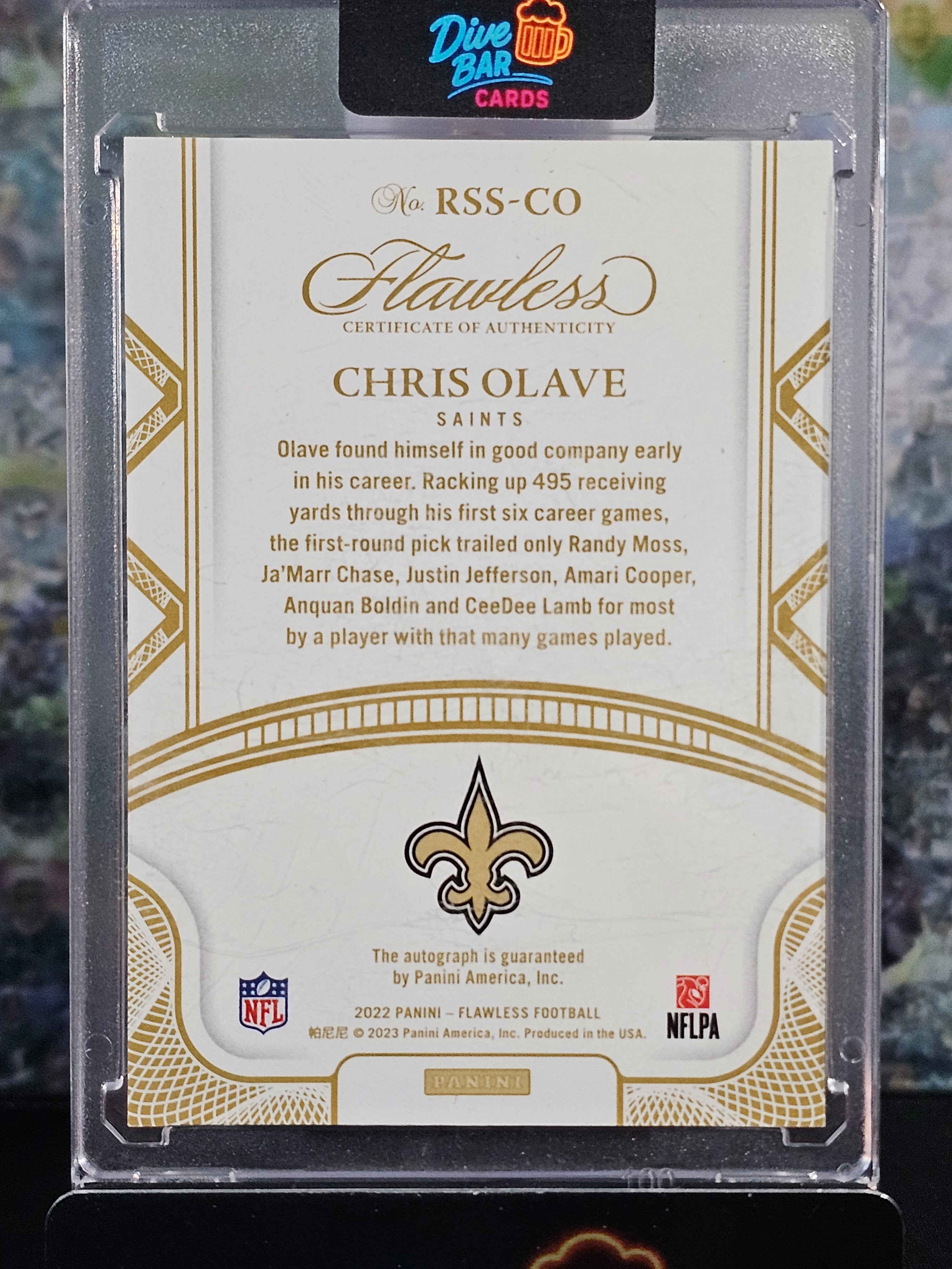 Chris Olave 2023 Panini Flawless Rookie Shadow Signatures AU SN20 RAW