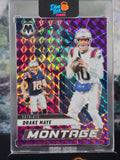 2025 Panini Mosaic Purple Drake Maye Rookie Card SP Numbered Parallel