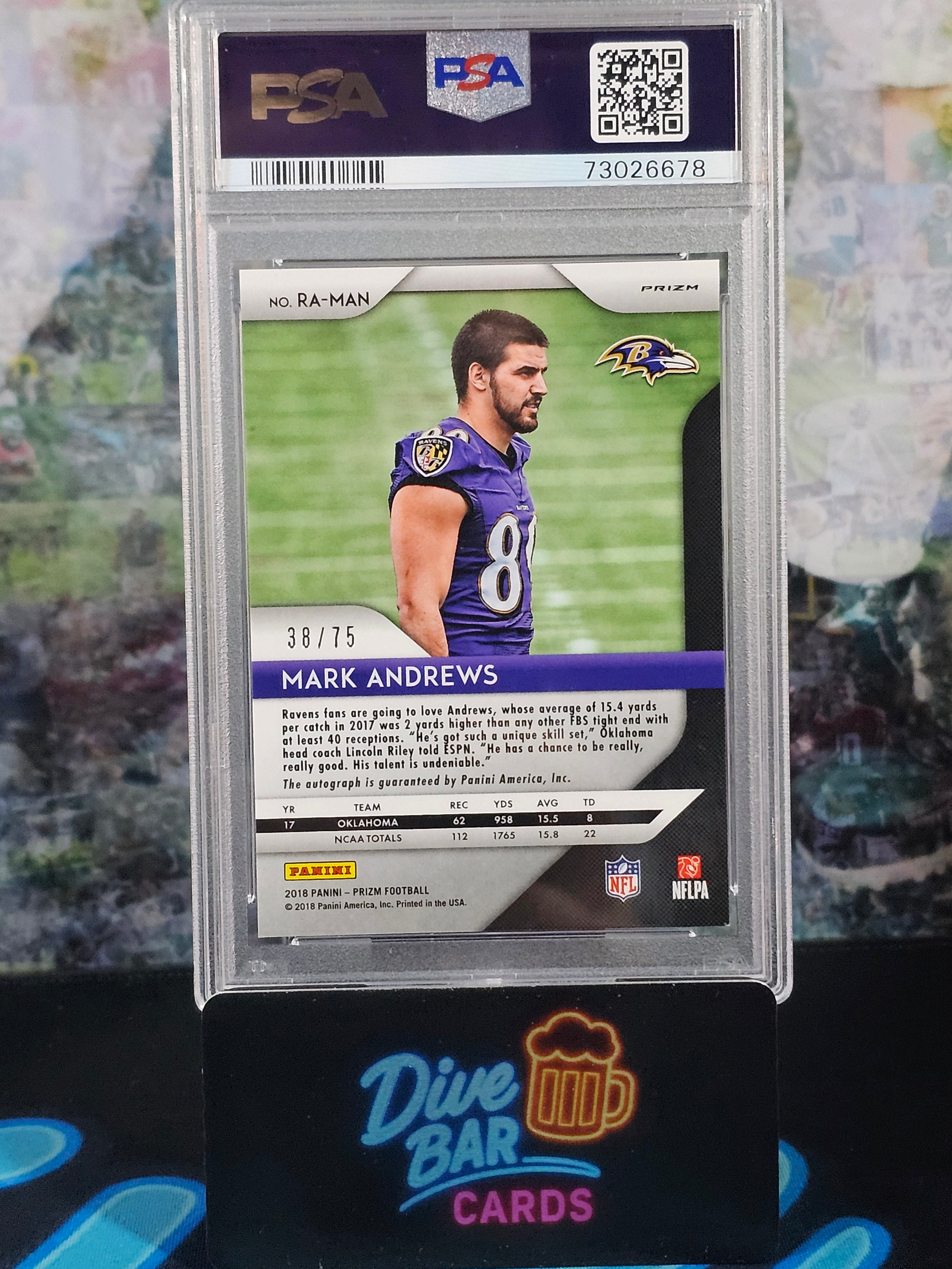 Mark Andrews 2018 Prizm PSA 9 Rookie Card Baltimore Ravens Serial Number 75