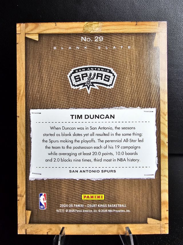 Tim Duncan 2025 Panini Blank Slate Basketball Card - Raw San Antonio Spurs Collectible