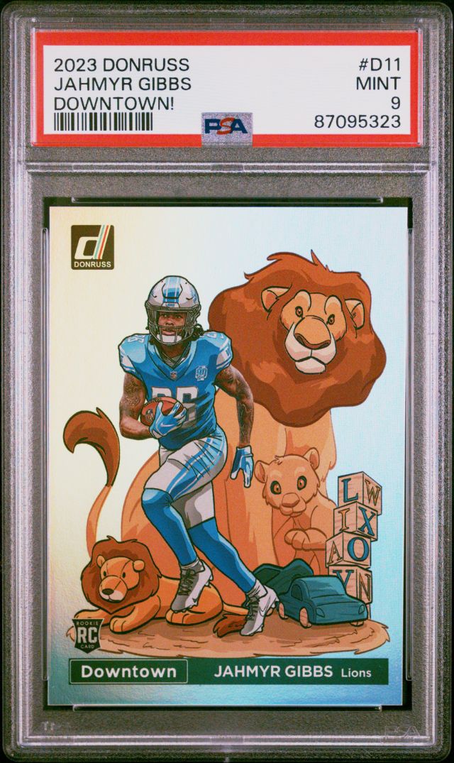 2023 Donruss Downtown Jahmyr Gibbs PSA 9 Rookie Card Detroit Lions