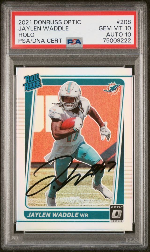 Jaylen Waddle 2021 Autographed Rookie Card - Gem Mint Pop 1 Signed Dolphins Card
