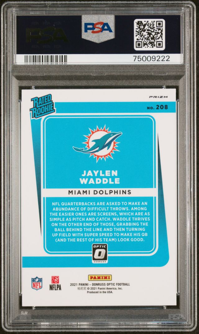 Jaylen Waddle 2021 Autographed Rookie Card - Gem Mint Pop 1 Signed Dolphins Card
