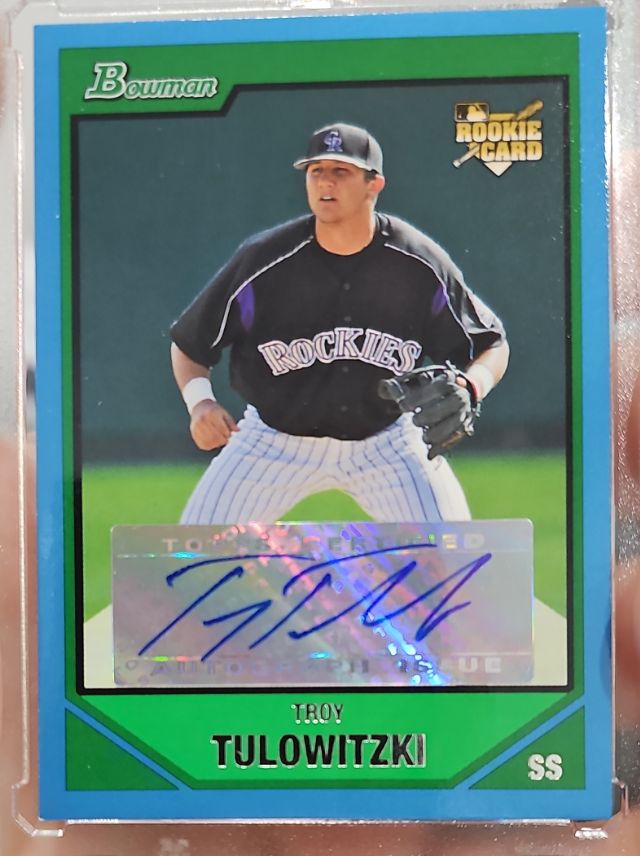 Troy Tulowitzki 2007 Bowman Blue Rookie Autograph Card /500 Raw Colorado Rockies