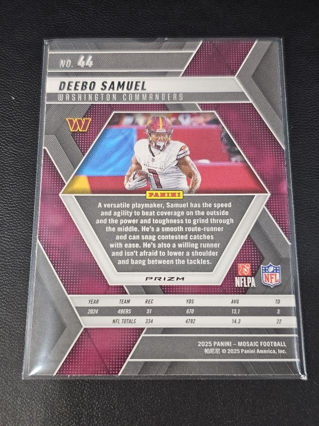 Deebo Samuel 2025 Panini Mosaic Genesis Raw Card - Washington Commanders Case Hit SP